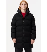 Lacoste Down Fill Mens Parka Sabit Kapüşonlu Kaz Tüyü Erkek Fitilli Parka Siyah