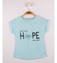 Toontoy Kız Çocuk Hope Baskılı Tişört (Mint Yeşili)