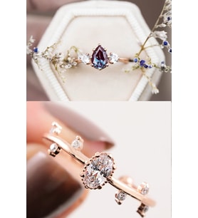 Mistik Topaz ve İzlanda 2li Set 14 K Rose Altın Kaplama Yüzük
