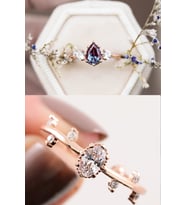 Mistik Topaz ve İzlanda 2li Set 14 K Rose Altın Kaplama Yüzük