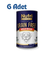 Nutri Canin Hipoalerjenik Yaban Domuzlu Tahılsız Şekersiz Yetişkin Köpek Konservesi 400gr (6 Adet) (Beyaz)