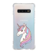 Samsung Galaxy S10 Plus  Köşe Korumalı Antişok Kapak Unicorn Tasarımlı Şeffaf Silikon Kılıf