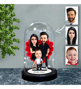 KİŞİYE ÖZEL AİLE TASARIMLI IŞIKLI KARİKATÜR FANUS BİBLO FN71