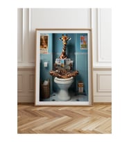Tekli Ahşap Çerçeveli Tablo Tek Parça Cool Zürafa Poster Tablo TK/983 (Ahşap)