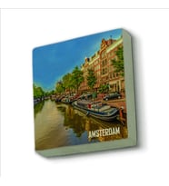Amsterdam Görseli Baskılı Doğaltaş  Magnet(KRG-015)Buzdolabı Süsü
