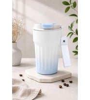 304 L Çelik 400 ml Mavi Beyaz Degrade El Termos Mug cin918mv