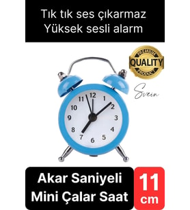 Sessiz Çalışan Yüksek Sesli Alarmlı Retro Tasarım Analog Masaüstü Çanlı Mini Çalar Saat Başucu 11 cm