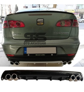 Seat Cordoba Difüzör Arka Tampon Eki 4 Egzoz Çıkışlı Siyah Lüx Tip