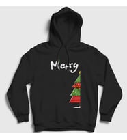 Presmono Unisex Beyaz Merry Christmas Funny Yılbaşı Kapüşonlu Sweatshirt 364790tt (Siyah)