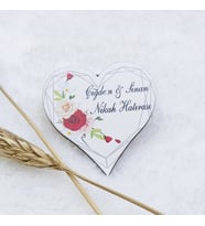 30 Adet Kalp Ahşap Nikah Magnet UV Baskı Nişan Hediyeliği Ekonomik-