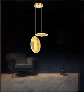 Astra 2'li Disk Avize  Led Avize Aydınlatma (Gold)