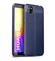 Huawei Y5P Deri Görünümlü Firo Silikon Kılıf (Lacivert)