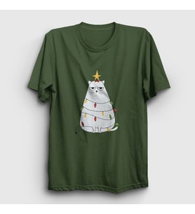 Presmono Unisex Haki Huysuz Kedi Yılbaşı T-Shirt 269703tt (Haki)