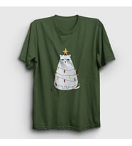 Presmono Unisex Haki Huysuz Kedi Yılbaşı T-Shirt 269703tt (Haki)