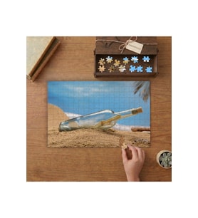 Şişede Not - Kum- Sahil Tasarımı 240 parça Ahşap Puzzle Ahşap Kutuda MP00279