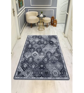 Parlak Kadife Kumaş VINTAGE Dijital Baskı Dot Kaymaz Tabanlı Halı H1064