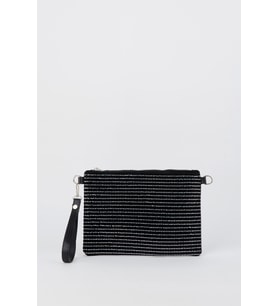 Kadın Sıralı Gümüş Taşlı Süet Bilek Askılı Ve Zincir Askılı Portföy El Ve Clutch Çanta
