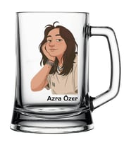 kişiye özgü çizim baskılı bira bardağı (Beyaz)