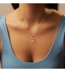 Kişiye Özel 925 Ayar Gümüş Ay Yıldız Kolye (Gold)