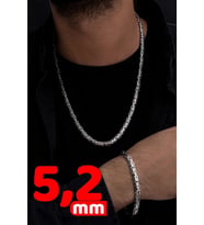 Erkek Gümüş Set - 5.2mm Yassı Ezme Kral Model Erkek Kolye Bileklik