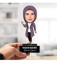 Kişiye Özel Başörtülü Sevgiliye Hediye Karikatürlü Biblo