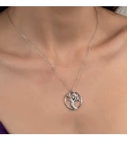 Ucarticaret S-warovski Taşlı Gümüş Hayat Ağacı Bayan Kolye