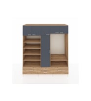 Kronos Dolap 18 Raflı 4 Çekmeceli Tek Askılı 220x59x243 Çam-Antrasit/Çam