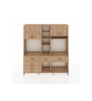Hyperion Dolap 11 Raflı 6 Çekmeceli 4 Kapaklı 220x44x243 Çam-Çam/Çam