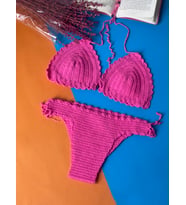 Handmade El Örgüsü Pembe Bikini Takımı