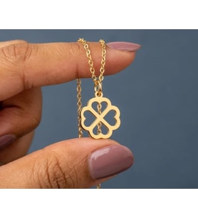 Kişiye Özel 925 Ayar Gümüş Şık Yonca Model Kolye (Gold)