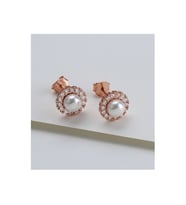 925 Ayar Gümüş Incili Küpe ( Rose Gold )