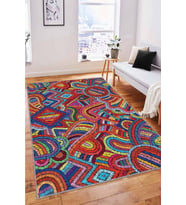 Çok Renkli Colorful Kaymaz Tabanlı Dekoratif Halı RV251 - 100 x 160 cm