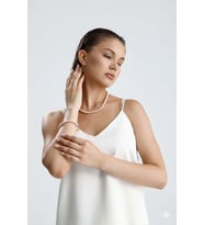 Pudra Pembe Doğal İnci Kolye Bileklik Set (Rose)