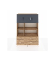 Hyperion Dolap 8 Raflı 4 Çekmeceli 3 Kapaklı 132x44x195 Çam-Antrasit/Çam