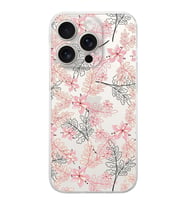 PrintiFy Apple iPhone 15 Pro Max Uyumlu Kamera Korumalı Floral Kırmızı Tasarımlı Şeffaf Kılıf