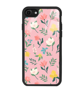 iPhone 8 Pinky Flowers Tasarımlı Glossy Telefon Kılıfı