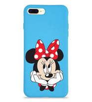 Apple iPhone 8 Plus Uyumlu Lansman Kılıf Minnie Mouse Tasarımlı Altı Kapalı İçi Kadife Kaplı  Kapak (Şeffaf)