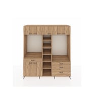 Kronos Dolap 11 Raflı 4 Çekmeceli 2 Askılı 220x59x243 Çam-Çam/Çam