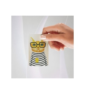 Çizgili pijamalı gözlüklü Kedi temalı Kredi/banka Kartı Kaplama Sticker tekli