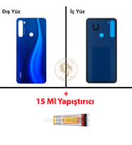 Xiaomi Redmi Note 8 Neptün Mavisi Arka Pil Kapağı Batarya Kapağı Lazer Kesim + B-7000 Yapıştırıcı