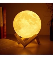 3D Ay Gece Lambası Sarı Standlı