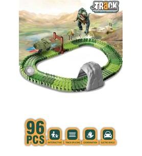 96 Parça Dinozor Temalı Hareketli Raylar Dinozor Araçlı