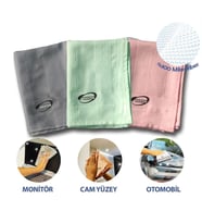 Roichil® İz Bırakmayan Mikrofiber Temizlik Bezi 3'lü Set Cam ve Ayna Silme Toz Alma Temizlik Bezi