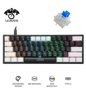 Valkyrie Leaven K620 Blue Switch Mekanik Gaming Oyun Klavyesi RGB 61 Key Mavi Tuş Type-C Klavye Beyaz-Siyah