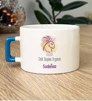 Kişiye Özel Oğlak Burcu İsim Yazılı Hediye Lüks Fincan Doğum Günü Hediyesi (Mavi)