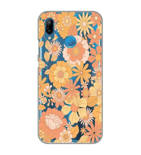 Huawei P20 Lite Uyumlu Çiçek Desenli Şeffaf Telefon Kılıfı