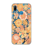Huawei P20 Lite Uyumlu Çiçek Desenli Şeffaf Telefon Kılıfı