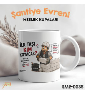 Gazbeton Ustasına Özel Komik Kupa – İlk Taşı Kim Koyacak Baskılı Seramik Kupa