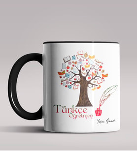 Kişiye Özel Türkçe Öğretmeni Tasarımlı Siyah Renk Kupa Bardak 2 (Siyah)