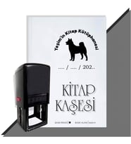 Kişiye Özel Köpek Silüet 32 Tarihli Otomatik Kitap Kaşesi (Siyah)